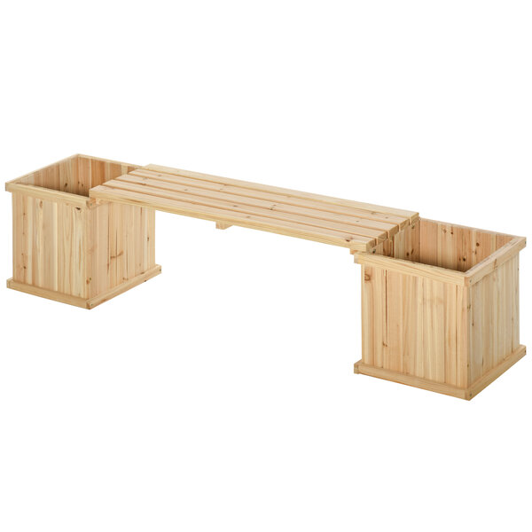 Banc de jardin jardinière double 2 en 1 - inserts d'irrigation + feutre drainage inclus - bois sapin pré-huilé