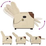 vidaXL Fauteuil inclinable de massage électrique Crème Tissu