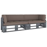 Canapé palette 2 places avec coussins 110 x 65 x 55 cm pin imprégné de gris 02_0013254