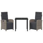 vidaXL Ensemble de salle à manger pour jardin 3 Pièces Gris polyrotin