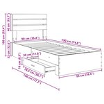 vidaXL Cadre de lit avec tiroir avec tête de lit Bois d'ingénierie