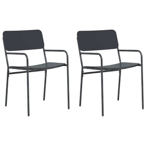 vidaXL Chaises de jardin 2 pc Anthracite Acier