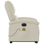 vidaXL Fauteuil inclinable de massage électrique crème similicuir