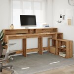 vidaXL Bureau avec lumières LED chêne artisanal bois d'ingénierie
