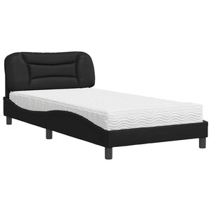 vidaXL Lit avec matelas Hvar noir 100x200 cm similicuir