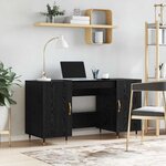 vidaXL Bureau avec porte Chêne noir 140 x 50 x 75 cm Bois d'ingénierie