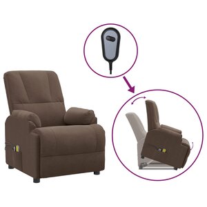 vidaXL Fauteuil de massage marron similicuir daim