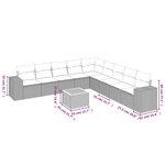 vidaXL Salon de jardin avec coussins 10 Pièces gris résine tressée