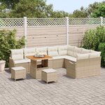 vidaXL Ensemble de canapé de jardin avec coussin 12 Pièces Beige et crème