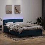 vidaXL Sommier à lattes de lit et matelas et LED bleu foncé 140x210cm velours