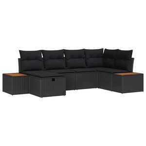 vidaXL Ensemble de canapé de jardin 6 Pièces Noir 55 x 62 x 69 cm