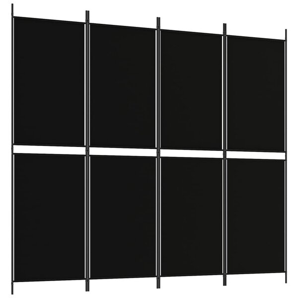 vidaXL Cloison de séparation 4 panneaux Noir 200x180 cm Tissu