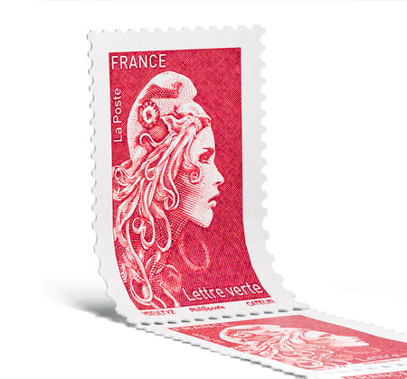 Timbre Marianne l'engagée - à l'unité - Format roulette - Lettre prioritaire - Rouge