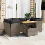 vidaXL Salon de jardin avec coussins 7 Pièces gris résine tressée