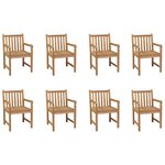 vidaXL Chaises d'extérieur lot de 8 Bois de teck solide