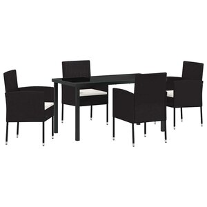 vidaXL Ensemble de salle à manger pour jardin 5 Pièces Noir Poly rotin
