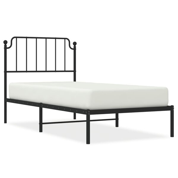 vidaXL Cadre de lit métal sans matelas avec tête de lit noir 90x190 cm