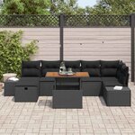 vidaXL Ensemble de canapé de jardin 8 Pièces Noir polyrotin