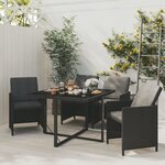 vidaXL Ensemble à dîner de jardin avec coussins 5 Pièces poly rotin noir