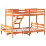 vidaXL Lit superposé 90x200/140x200 cm cire marron bois de pin massif