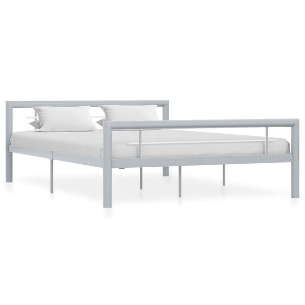 vidaXL Cadre de lit Gris et blanc Métal 120 x 200 cm
