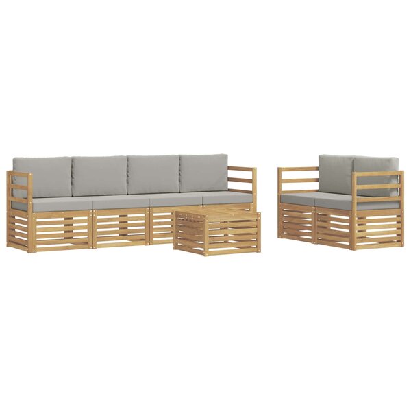 vidaXL Ensemble de canapés d'extérieur 7 Pièces Blanc et gris clair