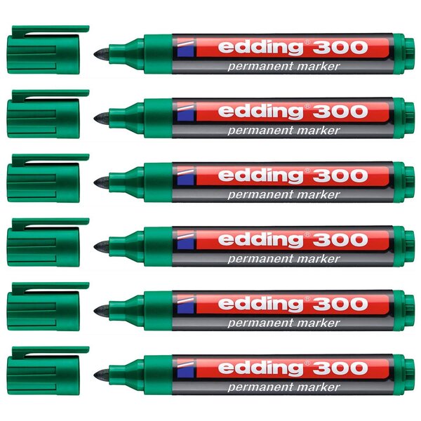 Marqueur Permanent 300 Vert Pointe Ronde 1 5-3 mm x 6 EDDING