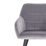 Chaise de salle à manger en velours avec pieds en métal à carreaux gris 19_0000377
