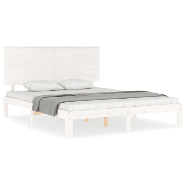 vidaXL Cadre de lit sans matelas blanc bois de pin massif