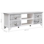 vidaXL Meuble TV Blanc et gris 108x30x40 cm Bois de Paulownia solide