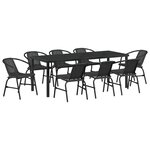 vidaXL Ensemble de salle à manger de jardin 9 pièces en rotin synthétique noir