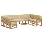 vidaXL Ensemble de canapés d'extérieur 9 Pièces Blanc et Beige
