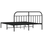 vidaXL Cadre de lit métal sans matelas et tête de lit noir 160x200 cm