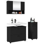 vidaXL Ensemble de mobilier de salle de bain avec tiroir 3 Pièces Noir