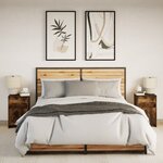 vidaXL Armoires de chevet et lumières LED 2 Pièces chêne fumé