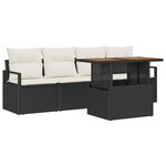 vidaXL Ensemble de canapé de jardin 5 Pièces Noir Poly rotin