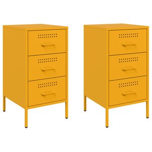 vidaXL Tables de chevet 2 Pièces jaune moutarde 36x39x68 cm acier