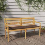 vidaXL Banc Batavia avec coussin taupe 150 cm Bois de teck massif