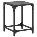 vidaXL Table basse avec dessus en verre noir 30x30x40 cm acier