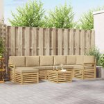 vidaXL Ensemble de canapés d'extérieur 7 Pièces Blanc et Beige