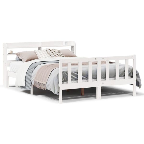 vidaXL Cadre de lit sans matelas blanc 160x200 cm bois de pin massif