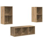 vidaXL Ensemble de meubles TV 3 Pièces chêne artisanal 37 x 37 x 107 cm