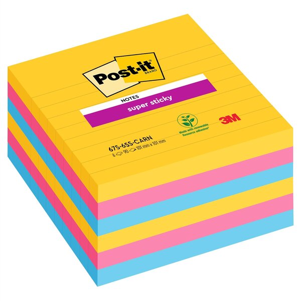 Bloc note super sticky notes  101 x 101 mm  ligné POST-IT