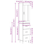 vidaXL Buffet haut Chêne fumé 34 5x34x180 cm Bois d'ingénierie