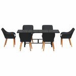 vidaXL Ensemble de salle à manger pour jardin 7 Pièces Noir polyrotin