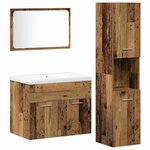 vidaXL Ensemble de mobilier de salle de bain avec étagère 4 Pièces Marron