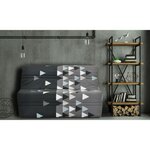 Banquette-lit BZ - Joe - Tissu Gris et noir - 2 places - 143 x 97 x 89 cm - Matelas 9 cm