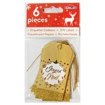 6 étiquettes cadeaux kraft 'Joyeux Noël' - Paillettes dorées