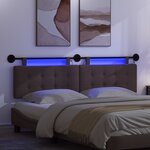 vidaXL Tête de lit suspendue Avec lumière LED Marron foncé Tissu