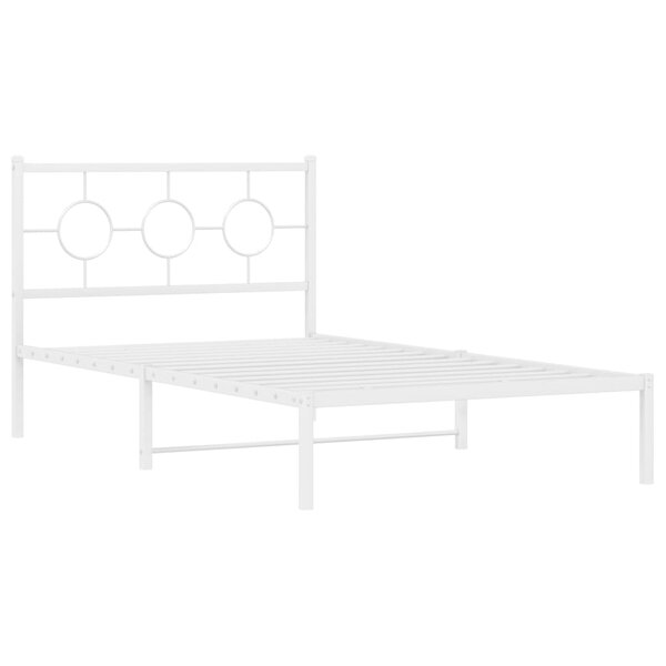 vidaXL Cadre de lit métal avec tête de lit/pied de lit blanc 107x203cm